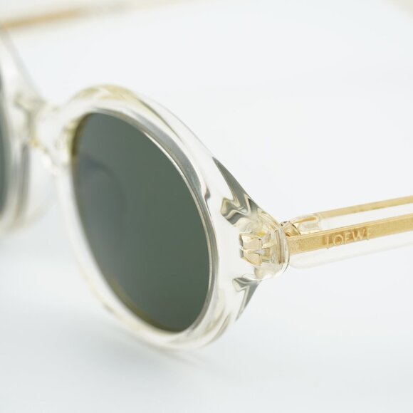 Loewe LW40162U 57N Sunglasses Transparent Pale Yellow Round Frame, Green Lenses main image 7